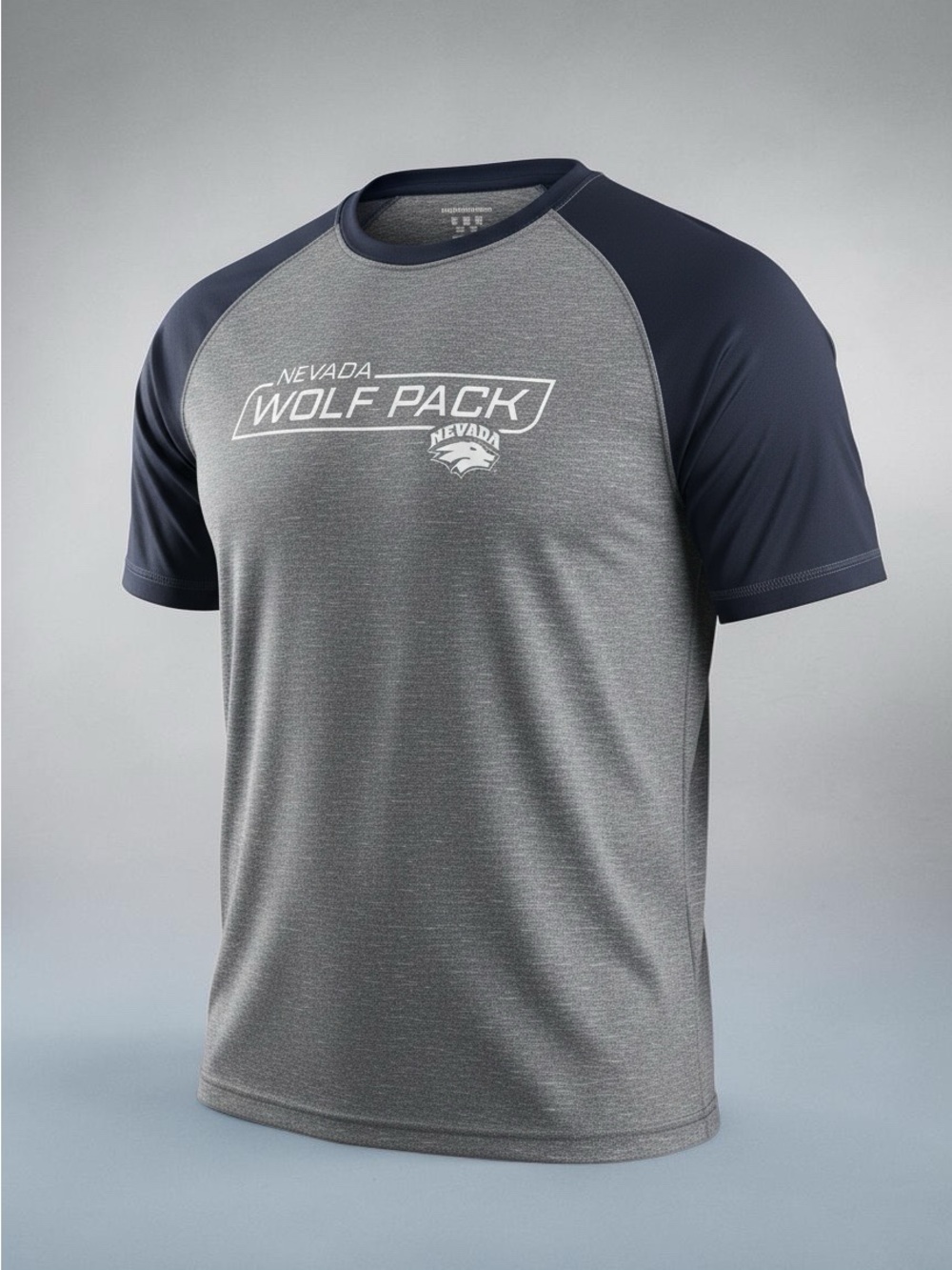 Champion Nevada Wolf Pack Raglan Short Sleeve Tee - Gray & Navy